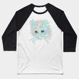 Odd-Eyed White Glowing Cat Baseball T-Shirt